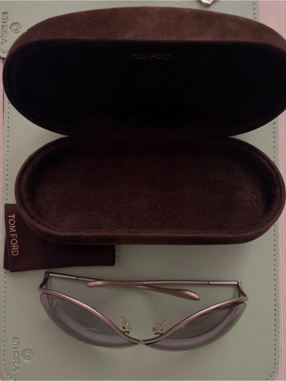 Tom Ford Women's Pink-Tone Metal Rim Sunglasses with Branded Case
